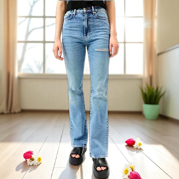 Urban Outfitters BDG stretch high rise flare distressed grunge denim jean 25" - Picture 1 of 7